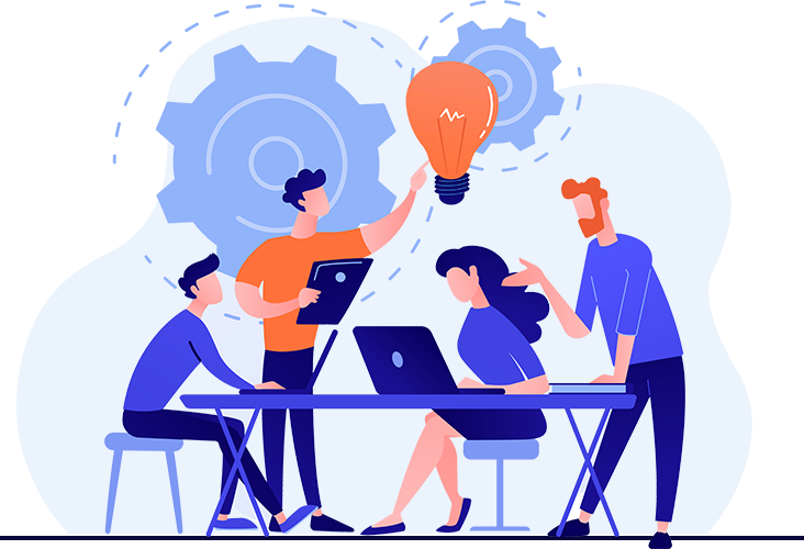 Team collaborating on an artificial intelligence solution